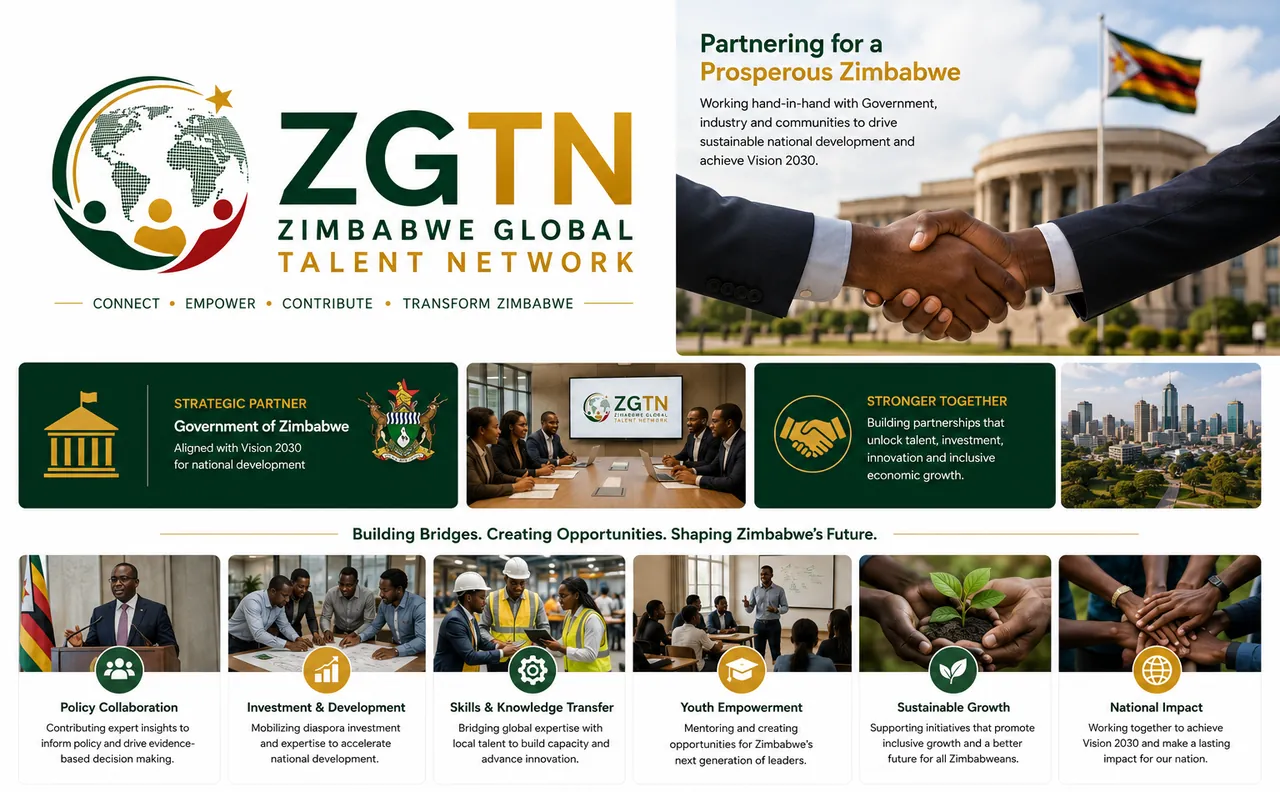ZGTN partnership visual showing national development and professional collaboration.